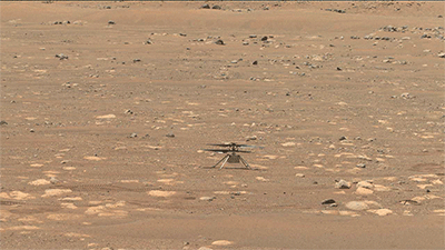 Test d'activation des pales du drone Ingenuity sur Mars en 2021  Test d'activation des pales du drone Ingenuity sur Mars en 2021
