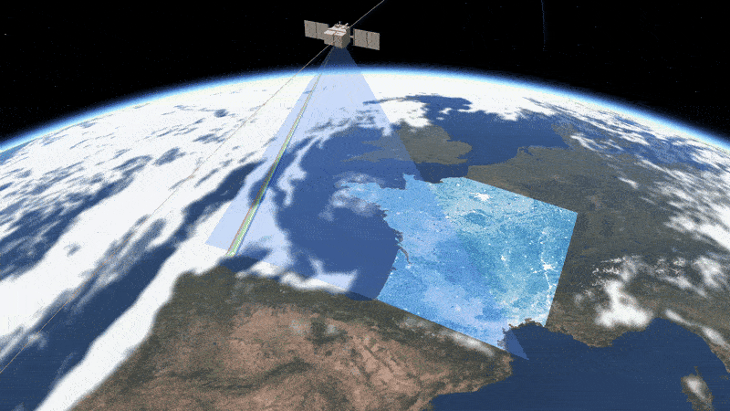 Animation du balayage infrarouge utilisé par le satellite Trishna Animation du balayage infrarouge utilisé par le satellite Trishna