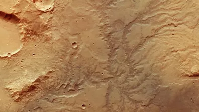 Image d’un fleuve asséché sur Mars, prise par la sonde Mars Express (ESA), 2019. Image d’un fleuve asséché sur Mars, prise par la sonde Mars Express (ESA), 2019.