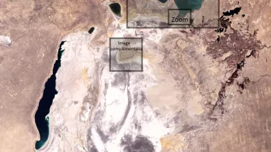 Image satellite de la petite mer d’Aral Image satellite de la petite mer d’Aral