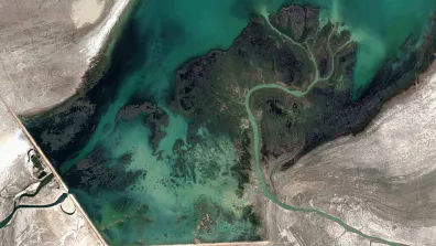 Image satellite de la petite mer d’Aral Image satellite de la petite mer d’Aral