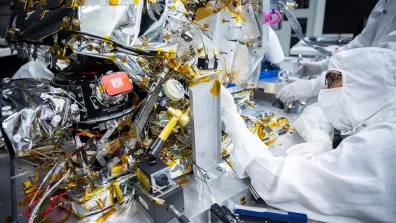 Assemblage de l'instrument de MicroCarb en salle blanche chez Airbus Defence and Space à Toulouse en 2022 Assemblage de l'instrument de MicroCarb en salle blanche chez Airbus Defence and Space à Toulouse en 2022