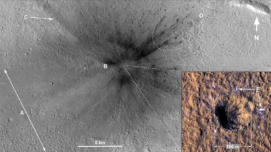 Zone précise de l’impact de la météorite de septembre 2021 identifiée grâce aux sondes en orbite autour de Mars  Zone précise de l’impact de la météorite de septembre 2021 identifiée grâce aux sondes en orbite autour de Mars