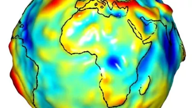 Carte des variations du champ de gravité en Afrique et en Europe Carte des variations du champ de gravité en Afrique et en Europe