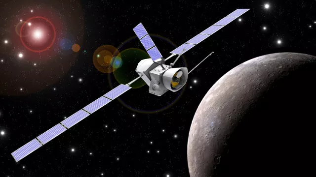 Vue d’artiste du vaisseau BepiColombo Vue d’artiste du vaisseau BepiColombo