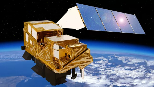 Vue d’artiste de l’instrument IASI-NG sur le satellite METOP-SG Vue d’artiste de l’instrument IASI-NG sur le satellite METOP-SG