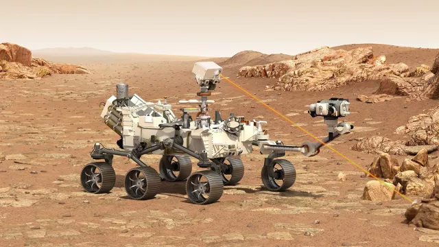 Vue d’artiste du rover Perseverance sur Mars Vue d’artiste du rover Perseverance sur Mars