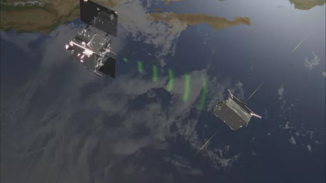 Vue d’artiste des 2 satellites Prisma Vue d’artiste des 2 satellites Prisma