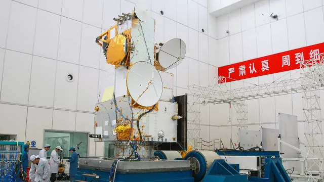 Satellite HY-2A lors des tests d'intégrations Satellite HY-2A lors des tests d'intégrations