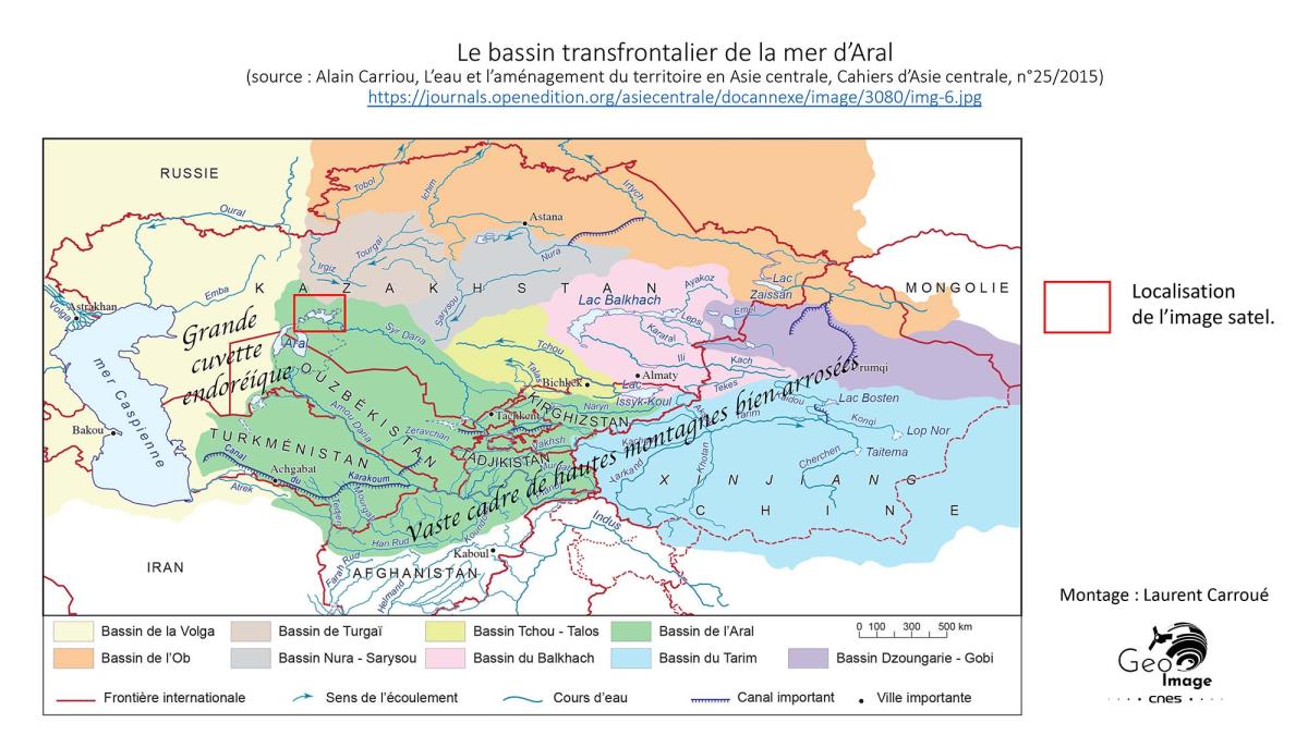 Image satellite de la petite mer d’Aral Image satellite de la petite mer d’Aral