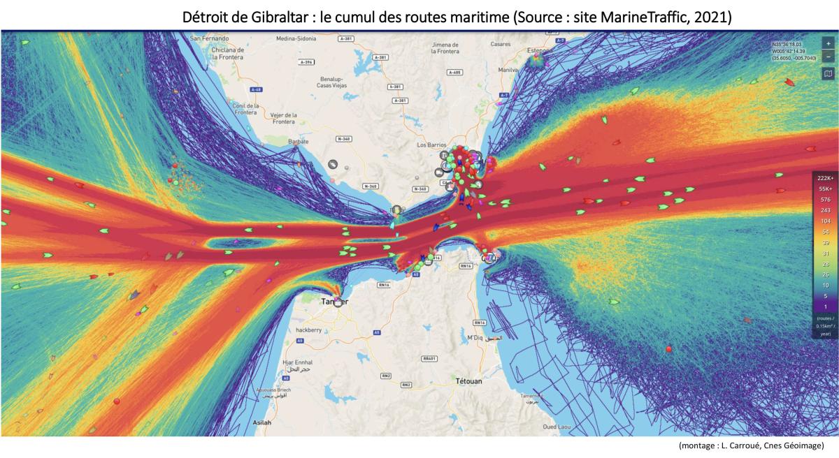 Image satellite du détroit de Gibraltar Image satellite du détroit de Gibraltar
