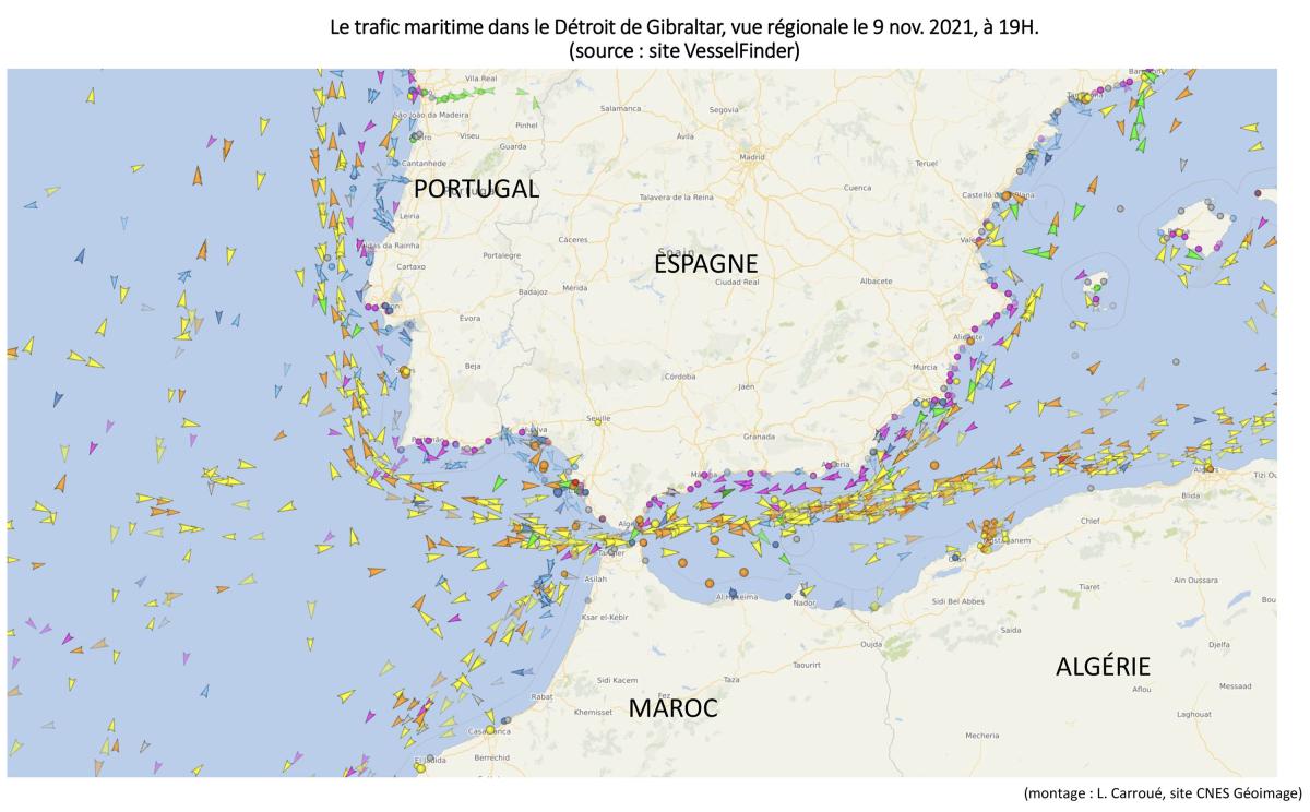 Image satellite du détroit de Gibraltar Image satellite du détroit de Gibraltar