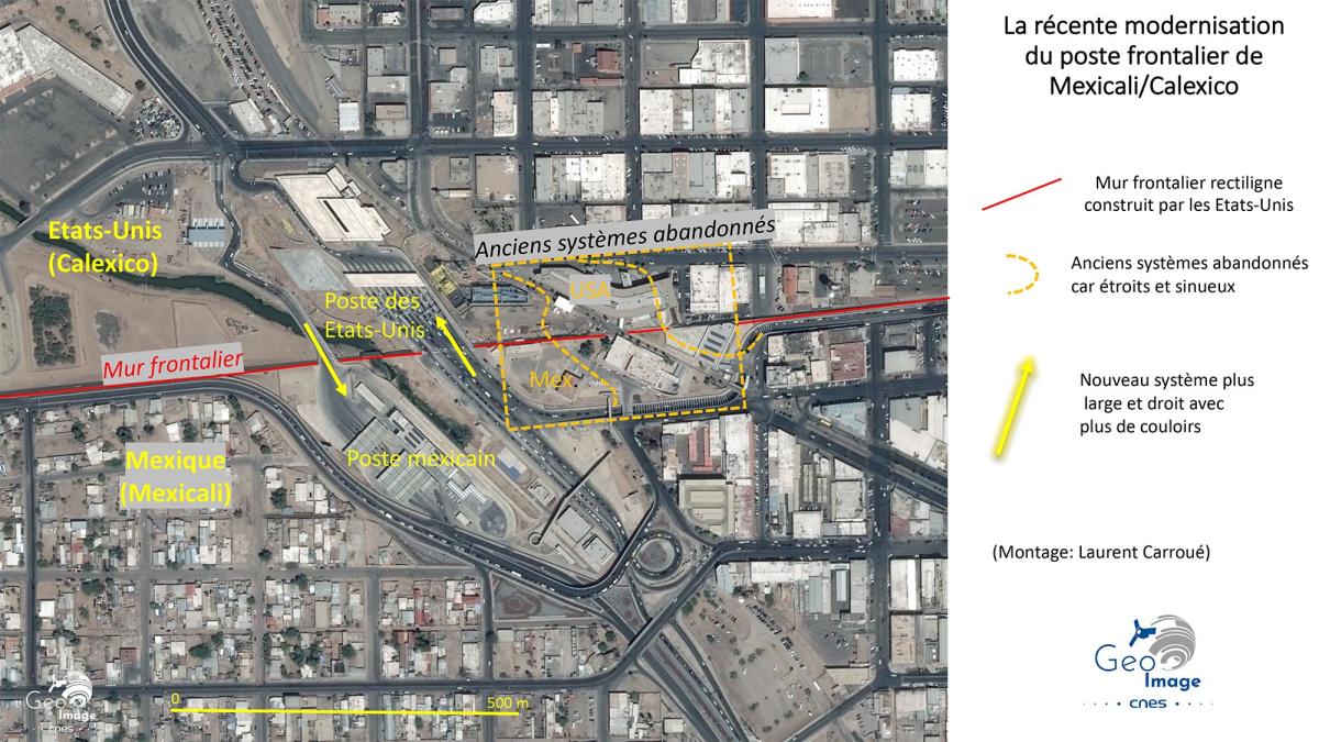 Image satellite de la frontière américano-mexicaine Image satellite de la frontière américano-mexicaine