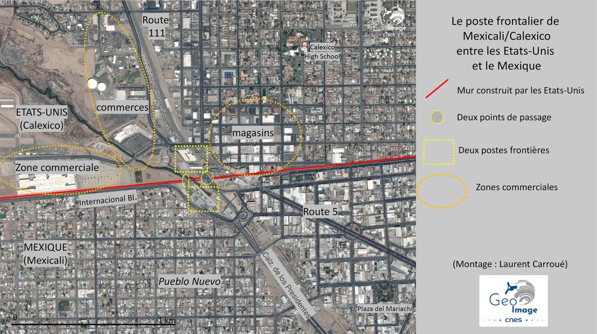 Image satellite de la frontière américano-mexicaine Image satellite de la frontière américano-mexicaine