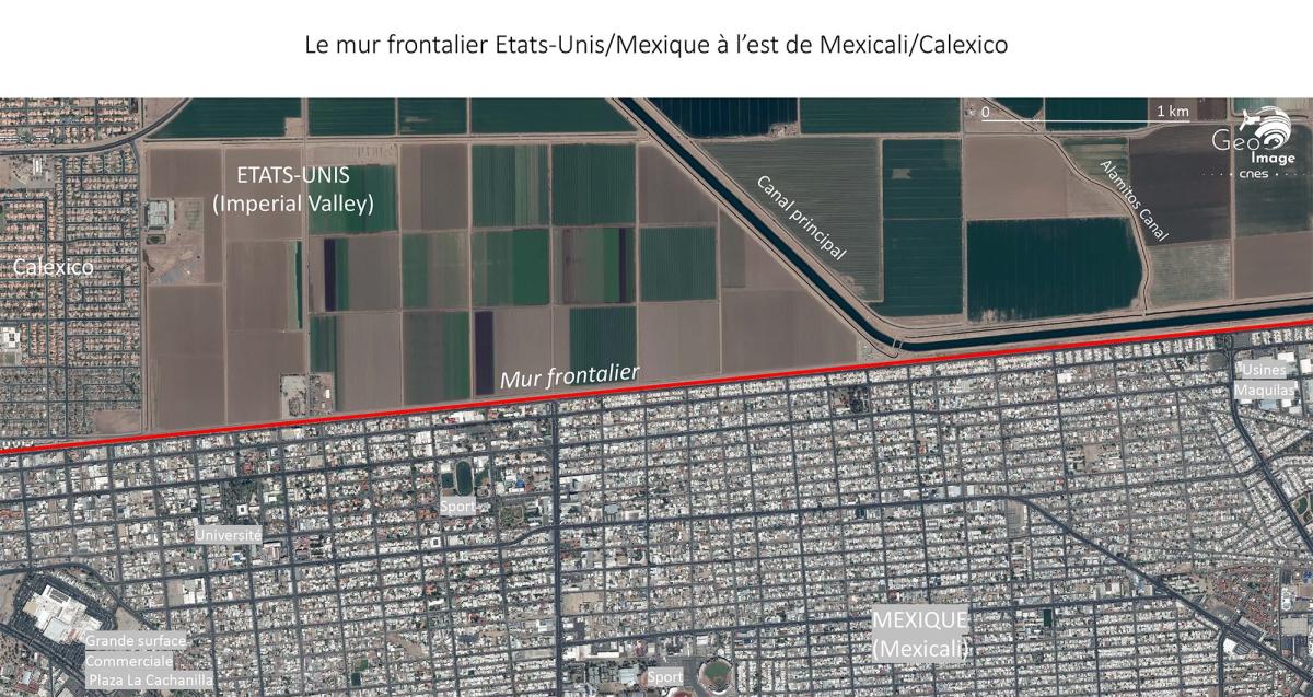 Image satellite de la frontière américano-mexicaine Image satellite de la frontière américano-mexicaine