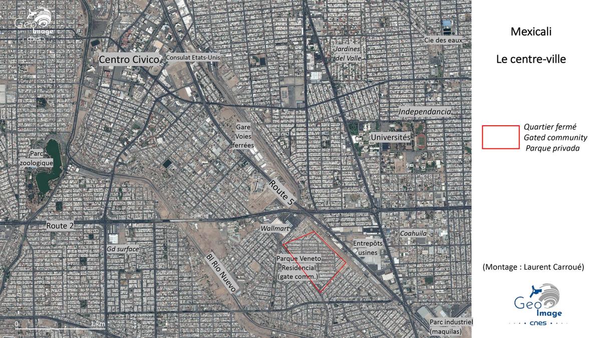 Image satellite de la frontière américano-mexicaine Image satellite de la frontière américano-mexicaine