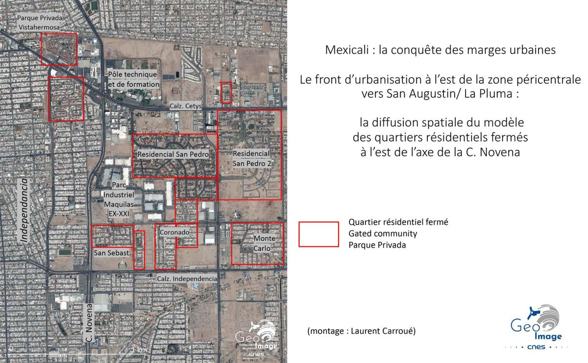 Image satellite de la frontière américano-mexicaine Image satellite de la frontière américano-mexicaine