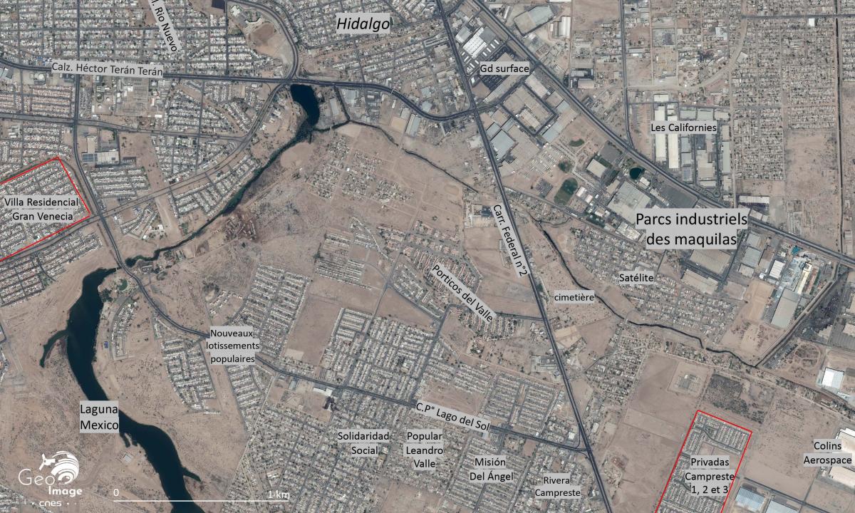 Image satellite de la frontière américano-mexicaine Image satellite de la frontière américano-mexicaine