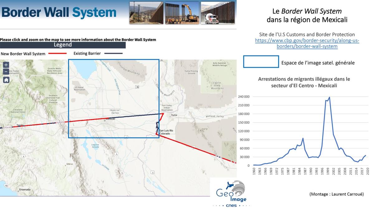 Image satellite de la frontière américano-mexicaine Image satellite de la frontière américano-mexicaine