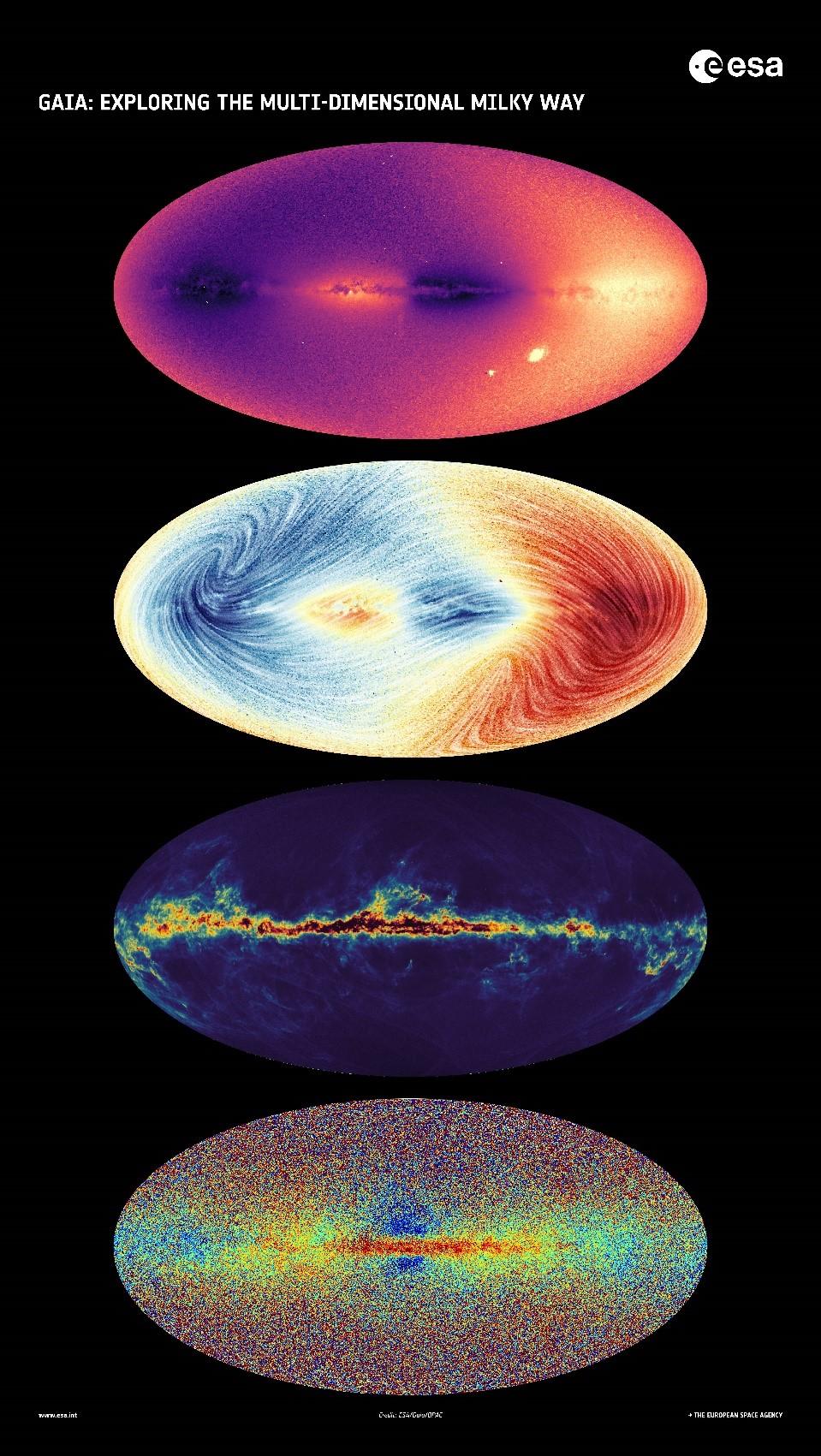 4 représentations de notre galaxie, la Voie Lactée 4 représentations de notre galaxie, la Voie Lactée