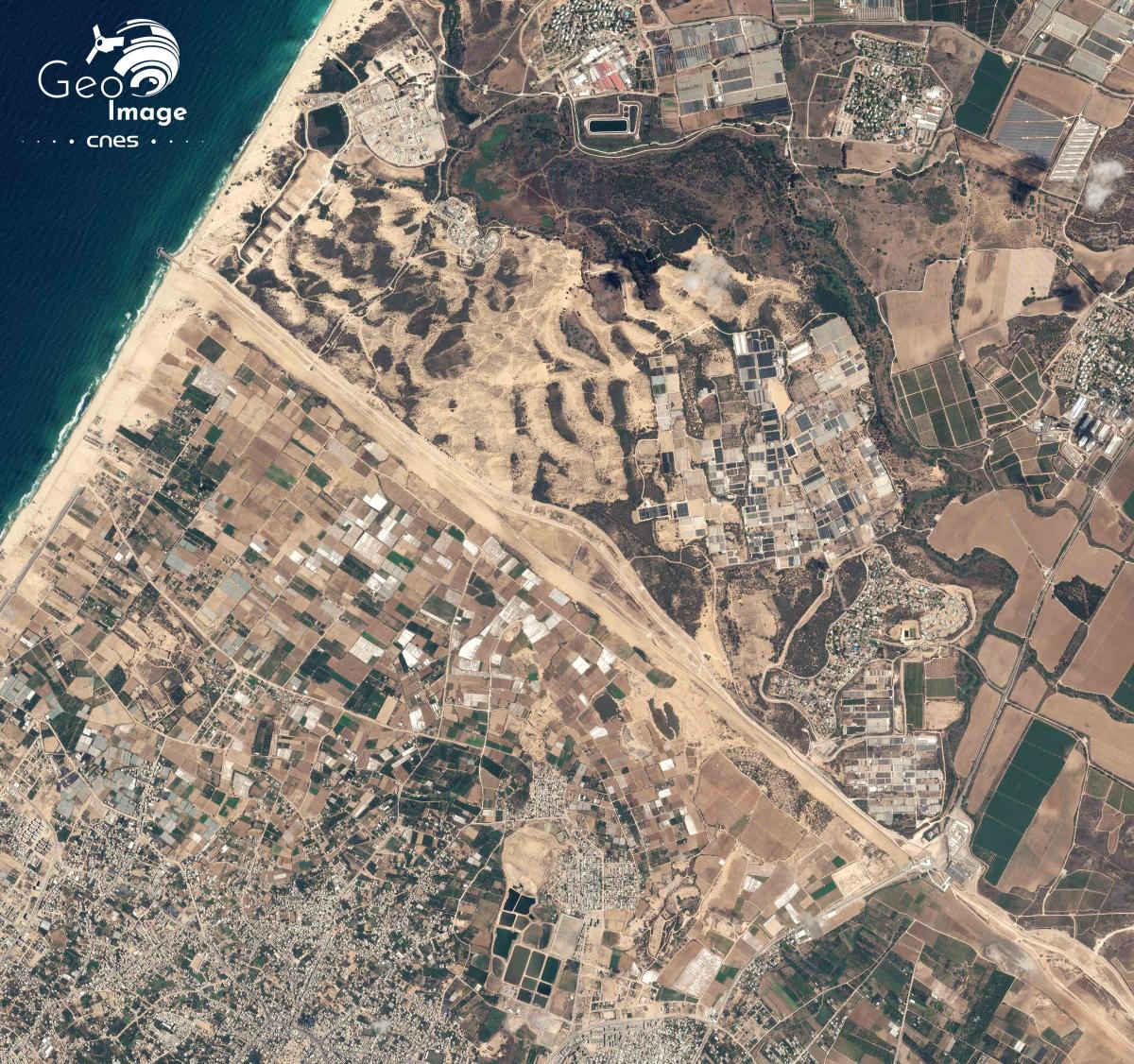 Image satellite de la bande de Gaza Image satellite de la bande de Gaza