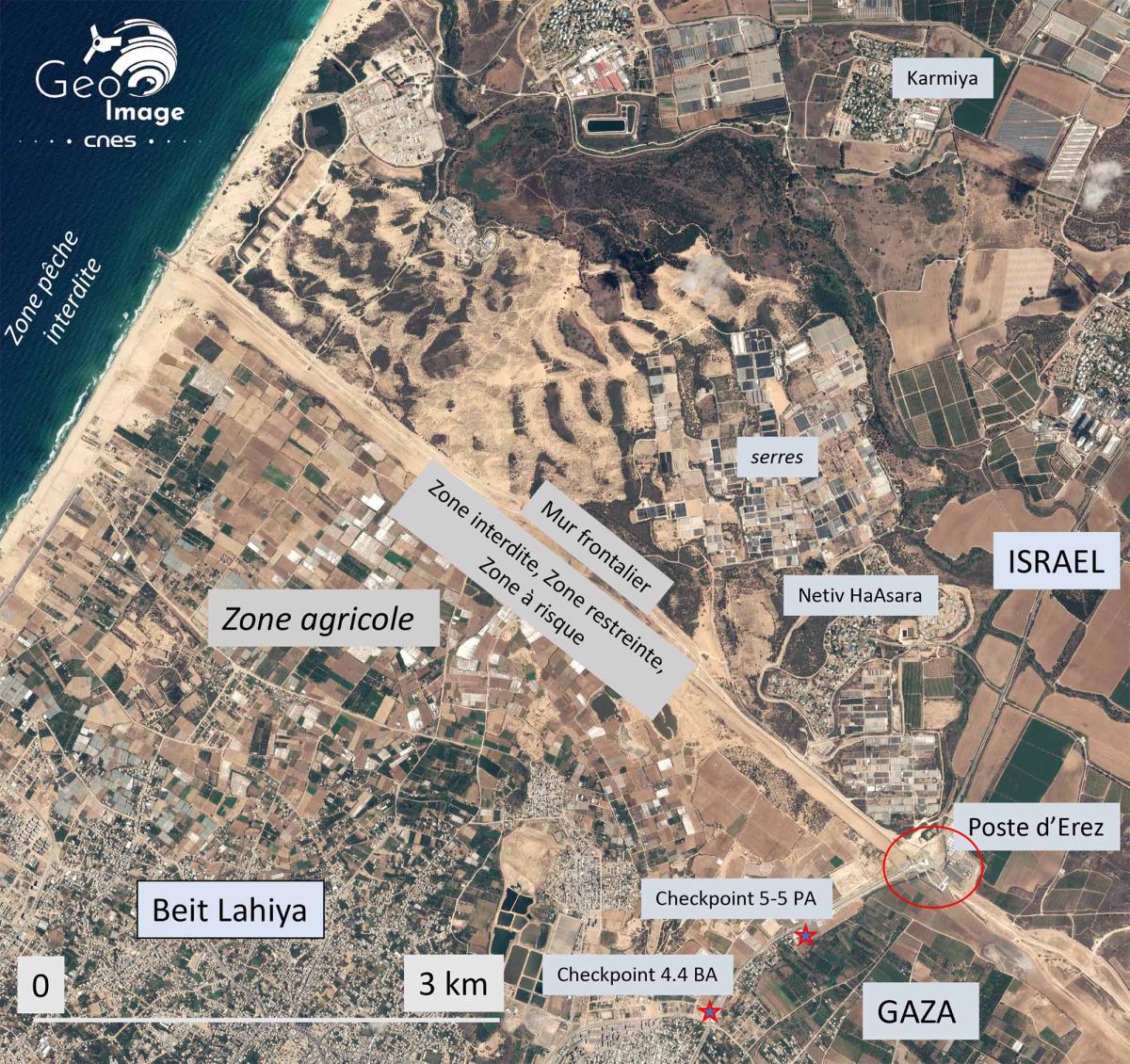 Image satellite de la bande de Gaza Image satellite de la bande de Gaza