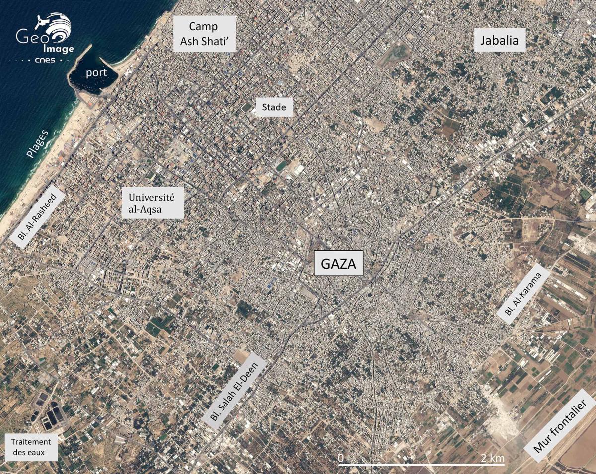 Image satellite de la bande de Gaza Image satellite de la bande de Gaza