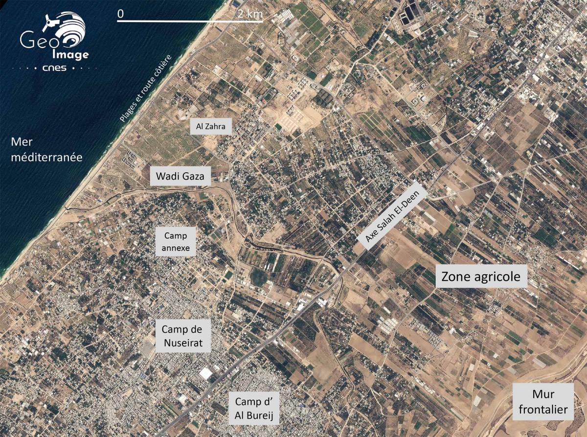 Image satellite de la bande de Gaza Image satellite de la bande de Gaza