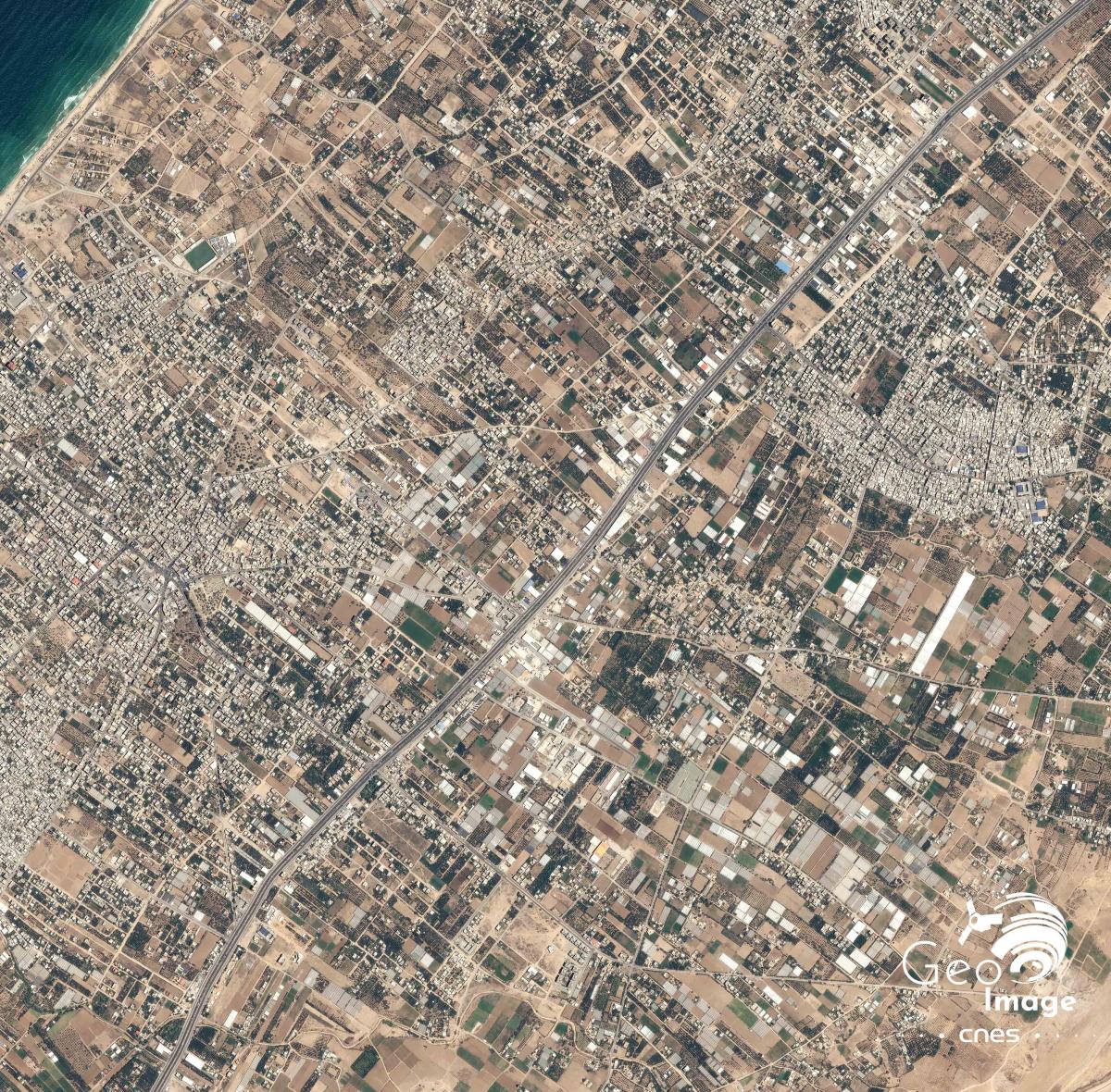 Image satellite de la bande de Gaza Image satellite de la bande de Gaza