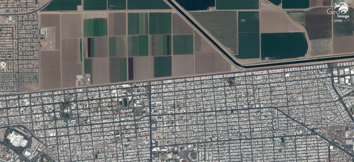 Image satellite de la frontière américano-mexicaine Image satellite de la frontière américano-mexicaine