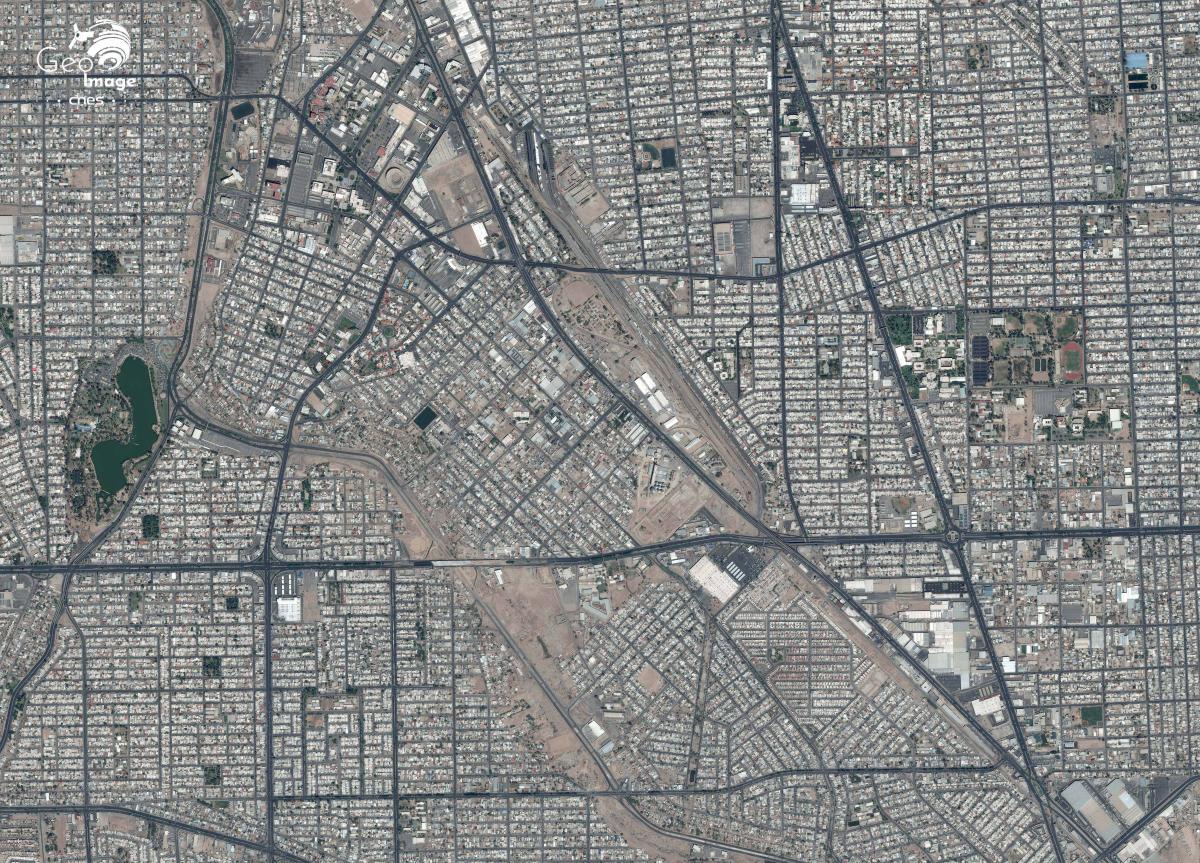 Image satellite de la frontière américano-mexicaine Image satellite de la frontière américano-mexicaine