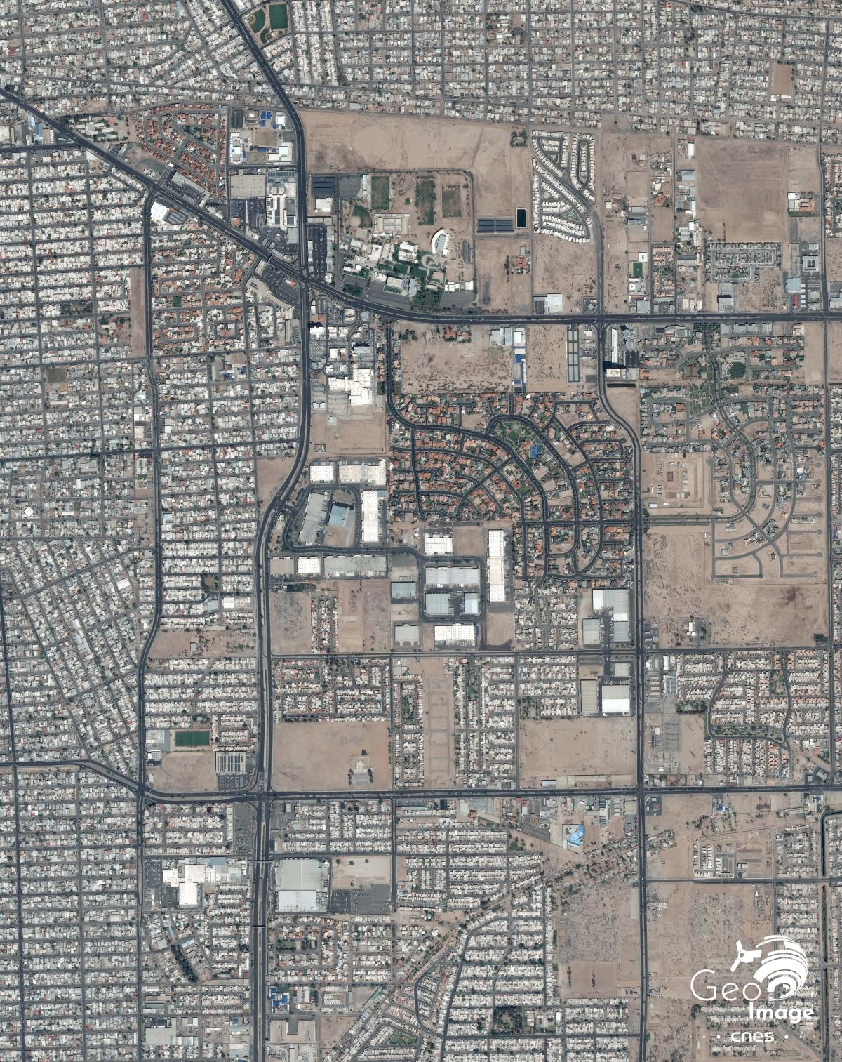 Image satellite de la frontière américano-mexicaine Image satellite de la frontière américano-mexicaine