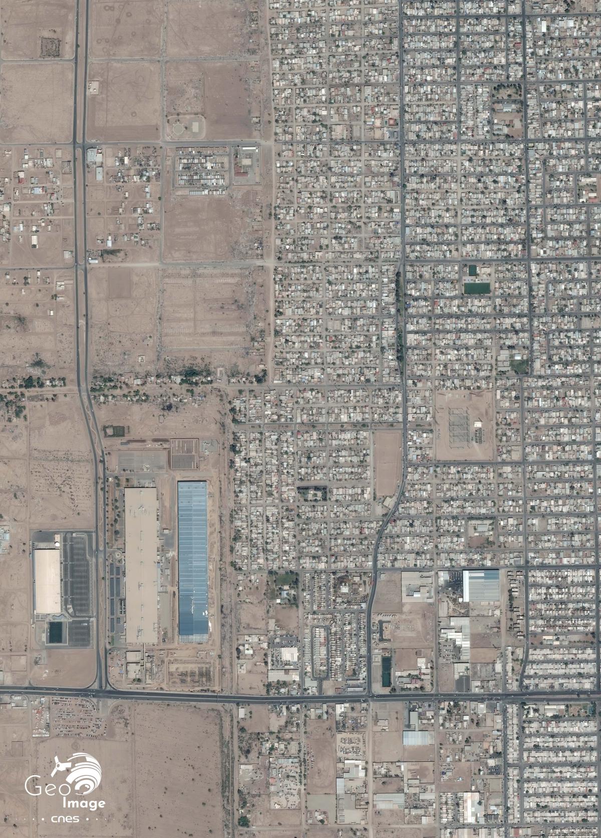 Image satellite de la frontière américano-mexicaine Image satellite de la frontière américano-mexicaine