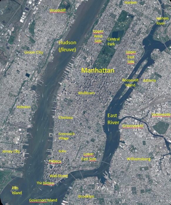 Image satellite de Manhattan sud Image satellite de Manhattan sud