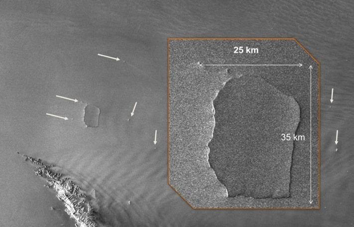 Des icebergs de différentes tailles vus par radar Des icebergs de différentes tailles vus par radar