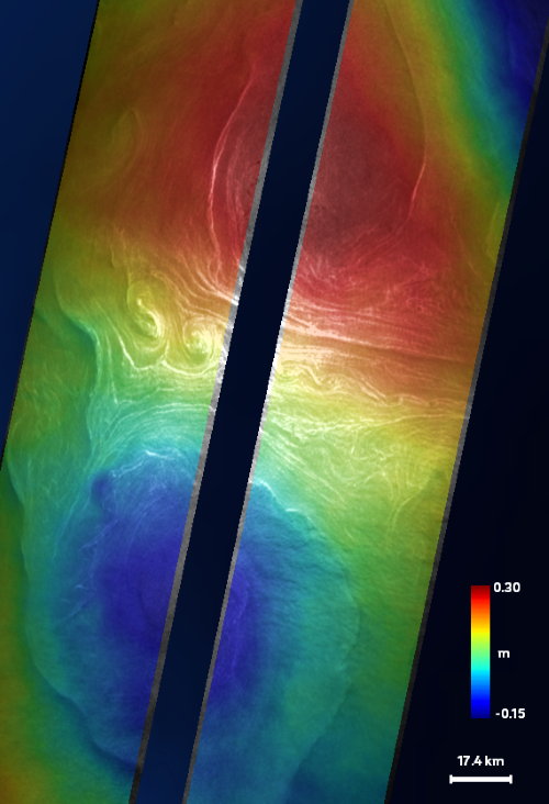 Image satellite en fausses couleurs montrant le Gulf Stream au large des États-Unis. Image satellite en fausses couleurs montrant le Gulf Stream au large des États-Unis.