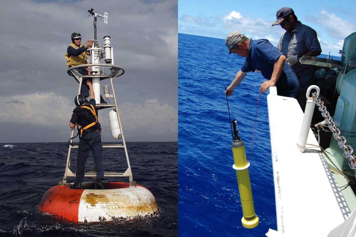 Bouée de système météorologique et océanique et balise Argo flottant en mer