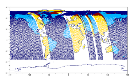 Carte de répartition des observations nadir et glint  Carte de répartition des observations nadir et glint
