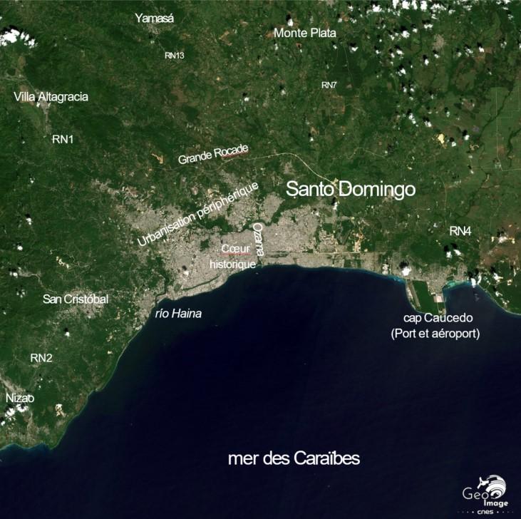Image satellite de la métropole de Santo-Domingo 