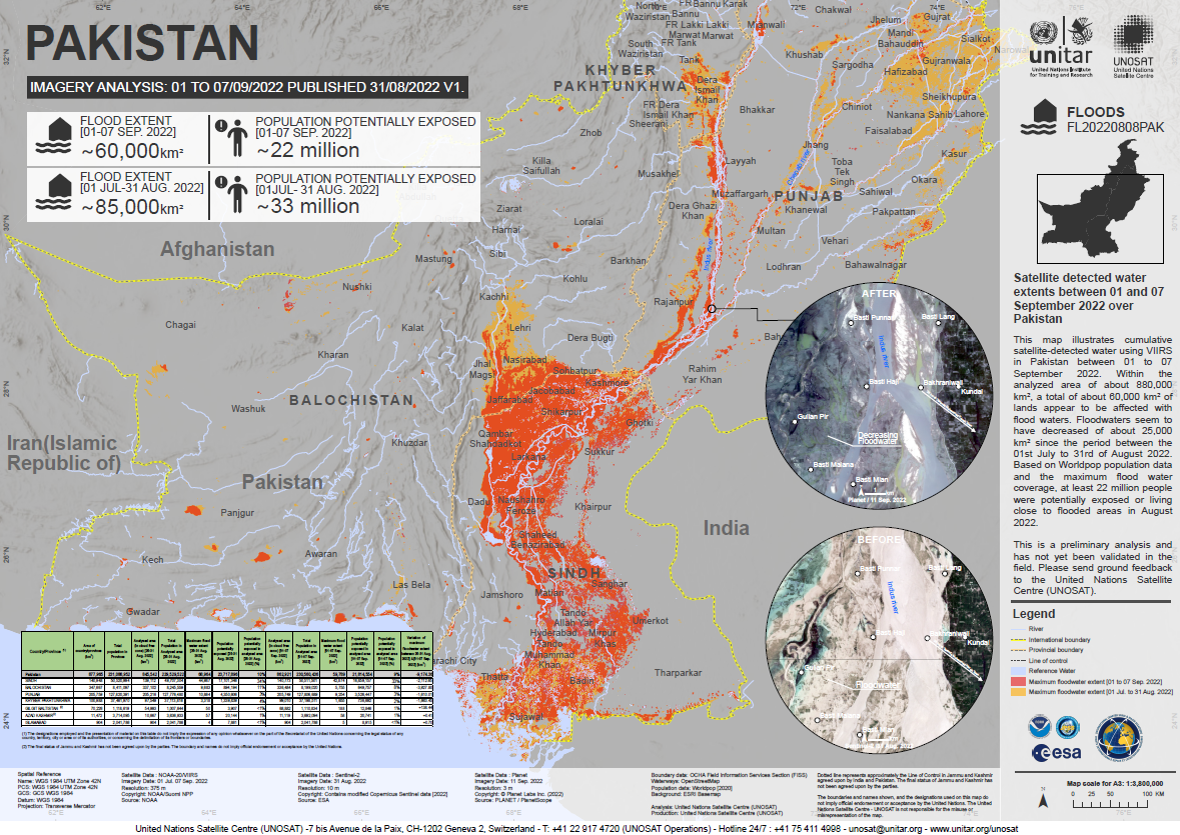 Carte globale de zones inondées et statistiques suite aux inondations massives ayant eu lieu au Pakistan  Carte globale de zones inondées et statistiques suite aux inondations massives ayant eu lieu au Pakistan