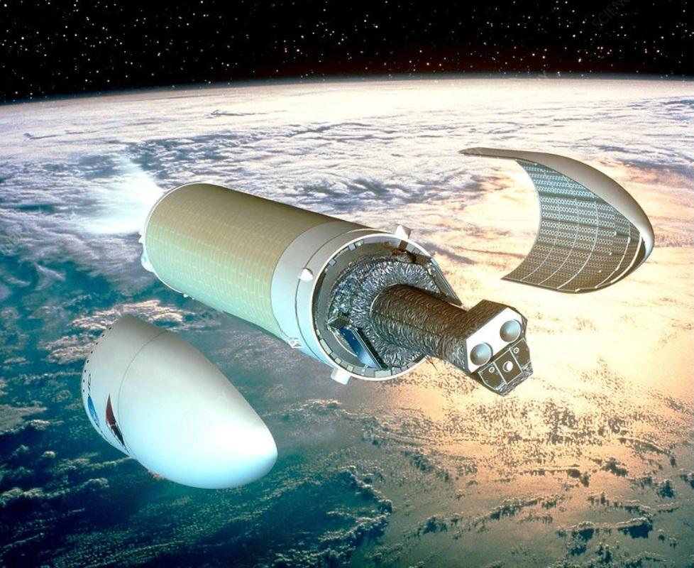 Vue d’artiste de l’ouverture de la coiffe d’Ariane 5  Vue d’artiste de l’ouverture de la coiffe d’Ariane 5