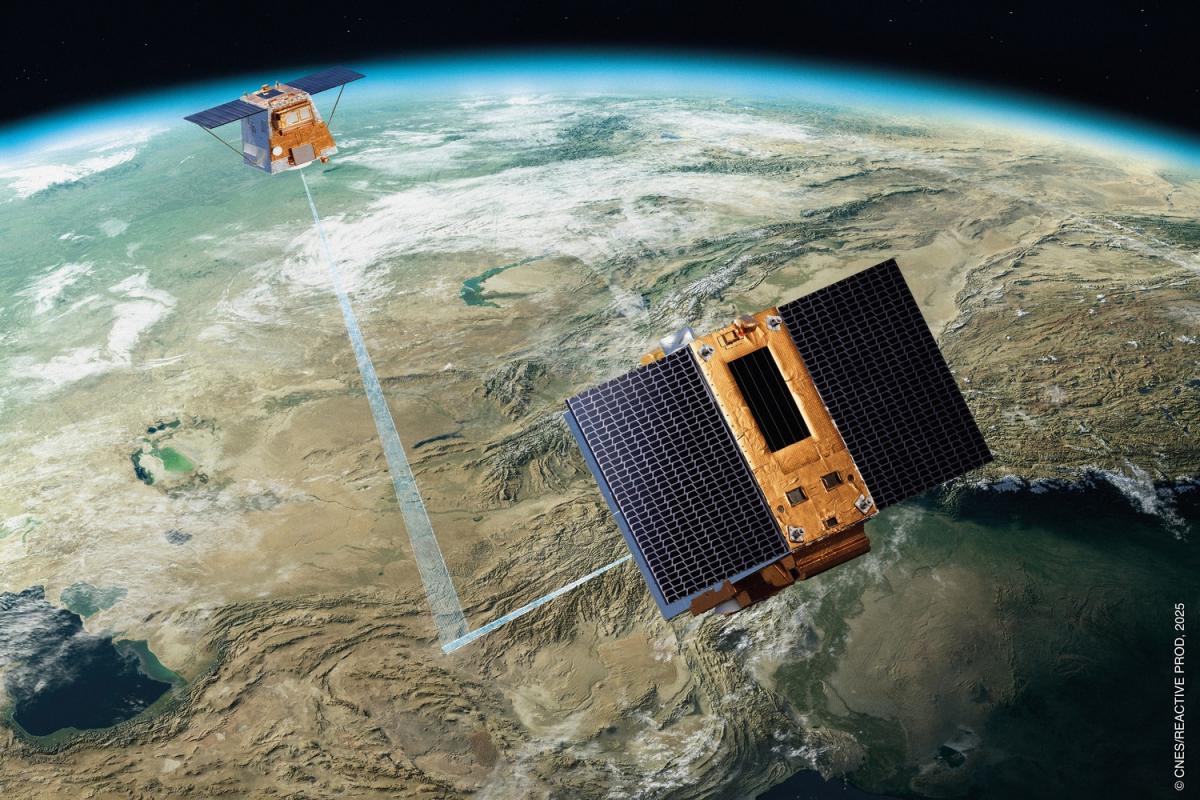 Illustration d'une paire de satellites de la constellation CO3D Illustration d'une paire de satellites de la constellation CO3D
