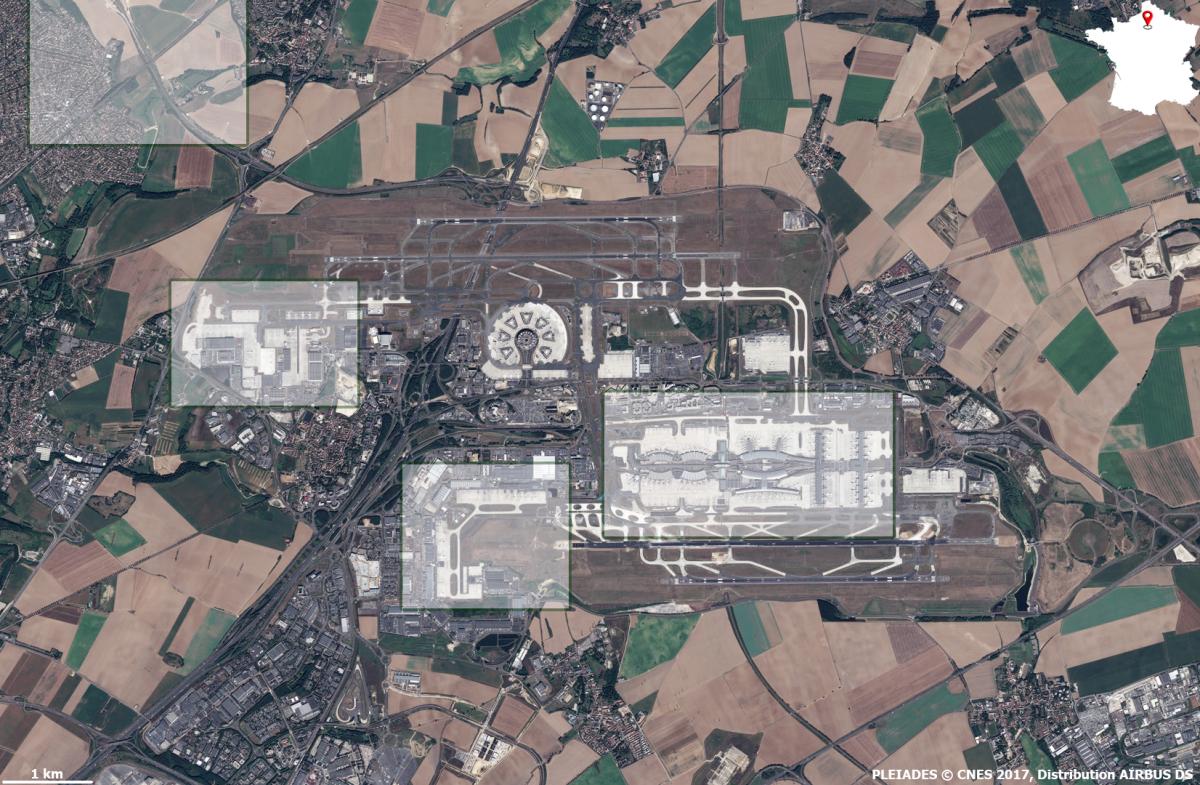 Image satellite de Roissy, une plateforme aéroportuaire de rang mondial