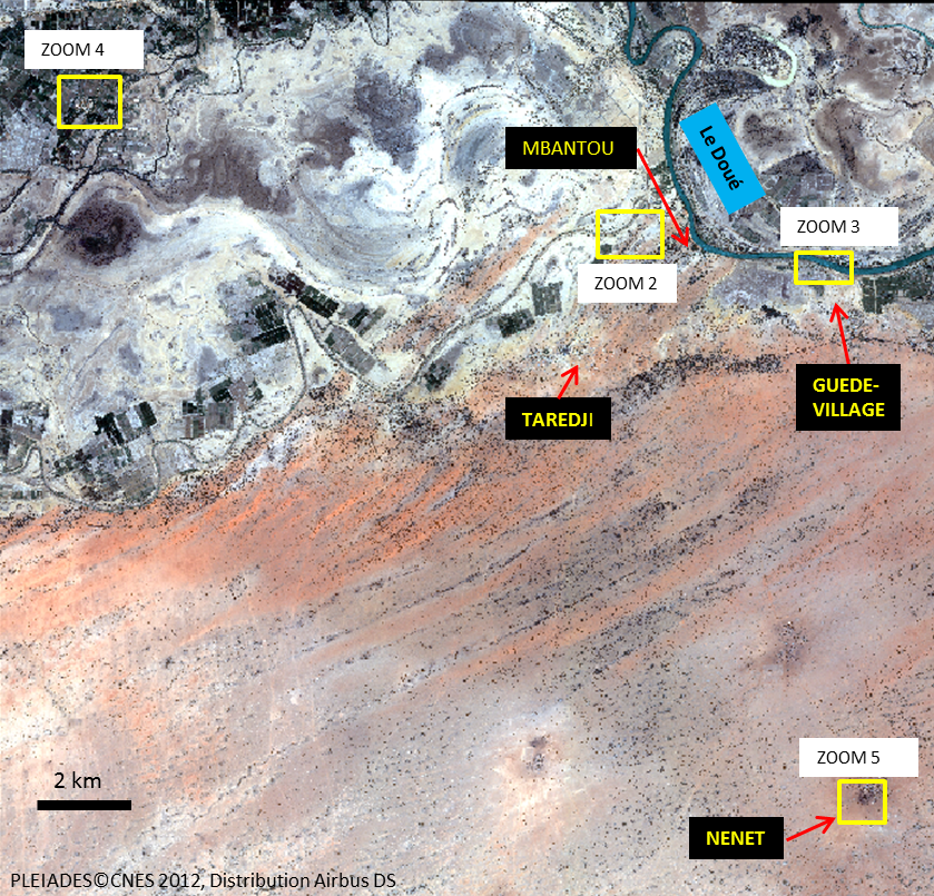 Image satellite de la ville de Taredji se situe au nord du Sénégal
