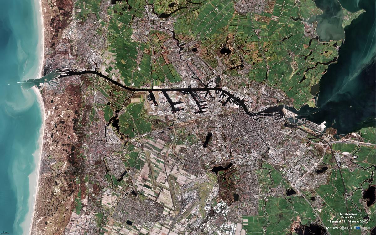 Image satellite de la ville d'Amsterdam