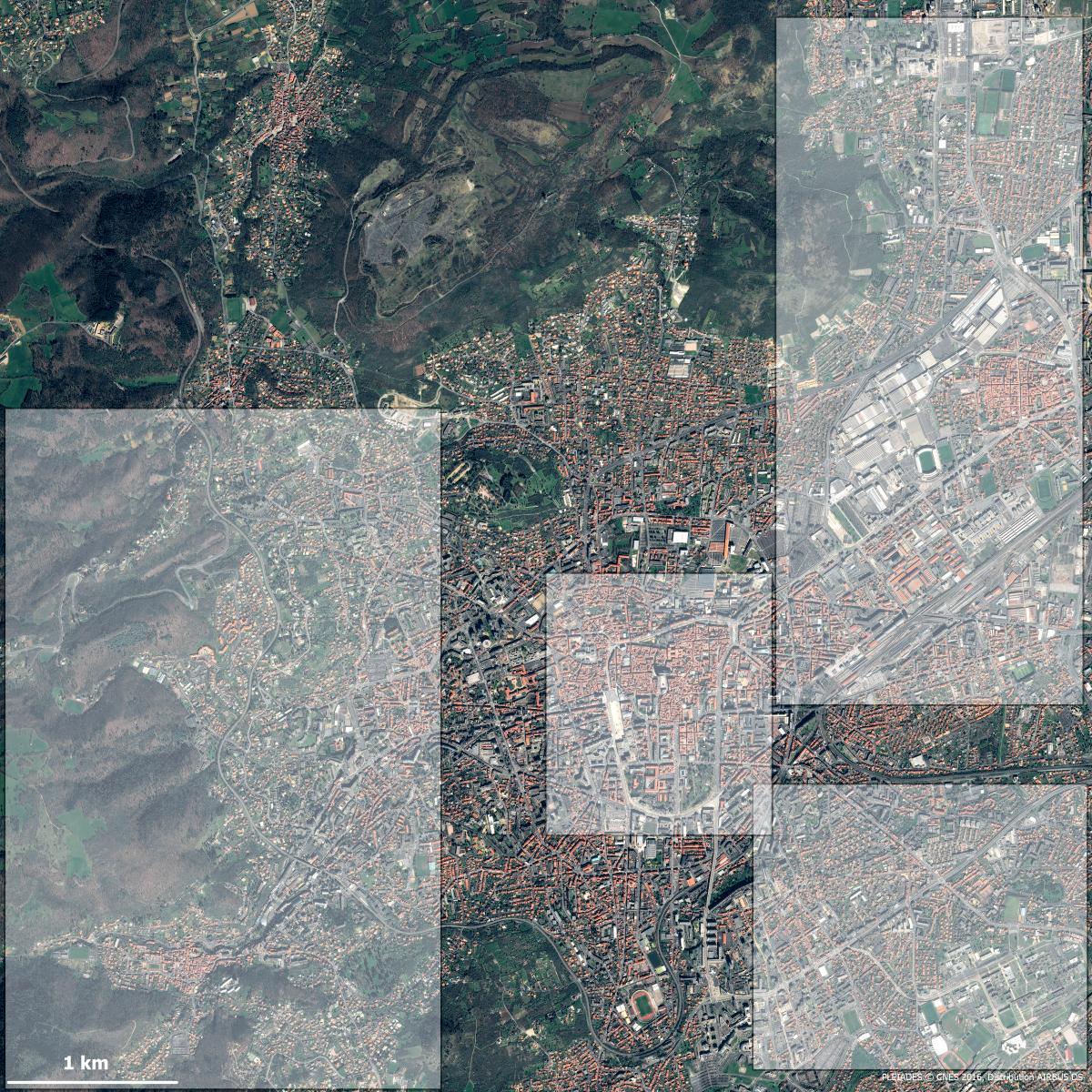 Image satellite de la ville de Clermont-Ferrand Image satellite de la ville de Clermont-Ferrand