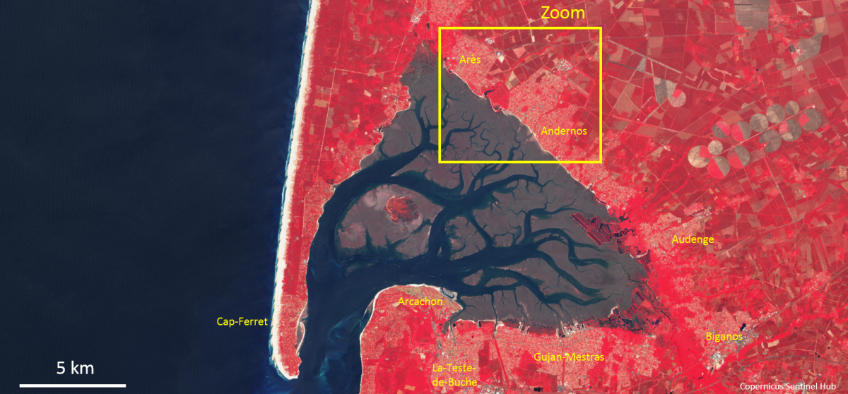 image satellite du Bassin d’Arcachon image satellite du Bassin d’Arcachon