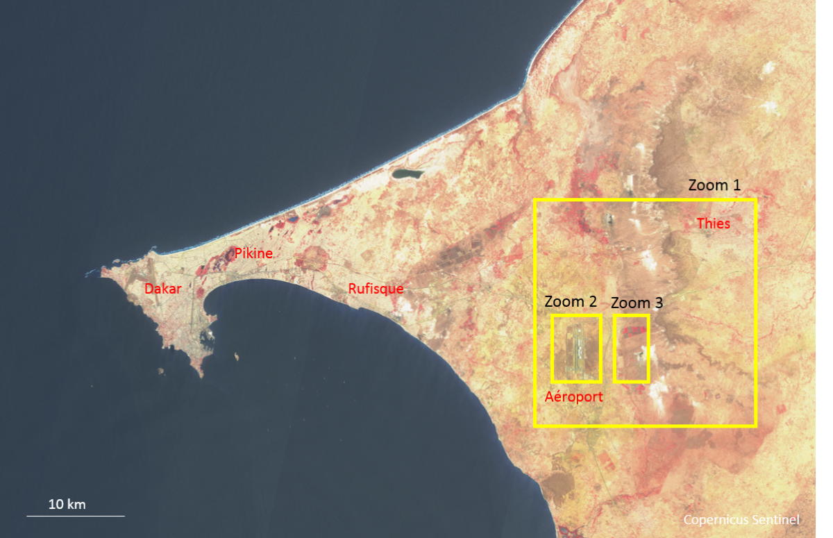 Image satellite de la ville Dakar et sa région
