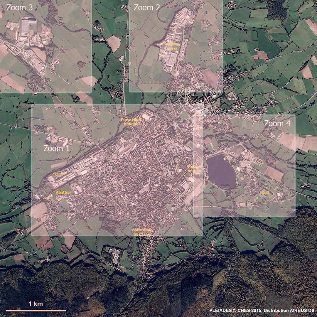 Image satellite de la petite ville bourguignonne d’Autun
