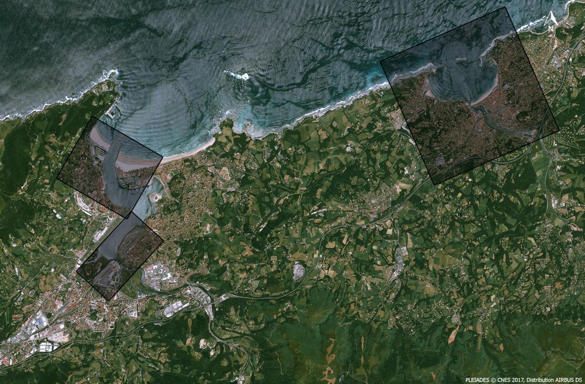 Image satellite de la zone littorale du pays basque Image satellite de la zone littorale du pays basque